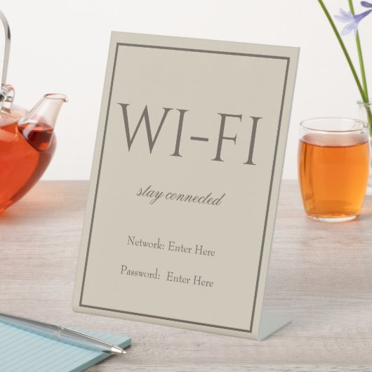 Classic Simple Brown Wi-Fi Guest Pedestal Sign Sockelschild (In Situ)