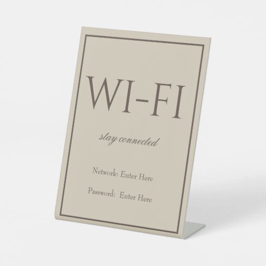 Classic Simple Brown Wi-Fi Guest Pedestal Sign Sockelschild (Vorderseite)