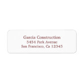 Classic Simple Burgundy Rücksendeadresse (Vorne)