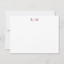 Classic Simple Burgundy Two Monogram Note Card Mitteilungskarte