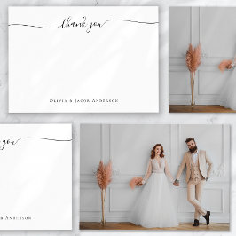 Classic Simple Calligraphy Foto Wedding Dankeskarte
