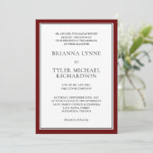 Classic Simple Elegance Burgundy Edging Wedding Einladung (Stehend Vorderseite)