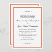 Classic Simple Elegance Burnt Orange Wedding Einladung (Vorne/Hinten)
