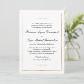 Classic Simple Elegance Gold Border Wedding Einladung (Stehend Vorderseite)