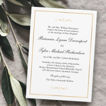 Classic Simple Elegance Gold Border Wedding
