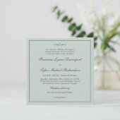 Classic Simple Elegance Sage Green Square Hochzeit Einladung (Stehend Vorderseite)