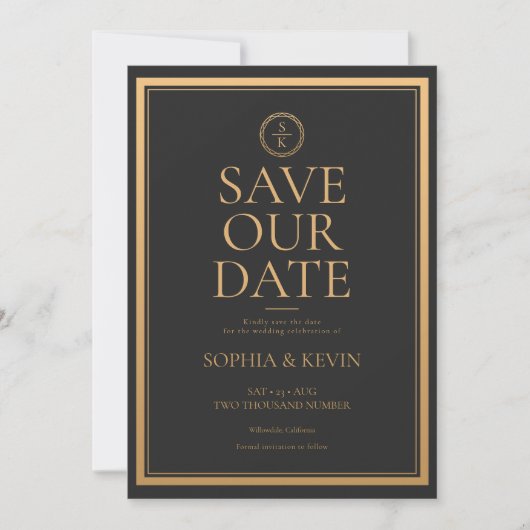 Classic Simple Elegance Save The Date (Vorderseite)