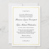 Classic Simple Elegance Wedding Gold Border Einladung (Vorderseite)