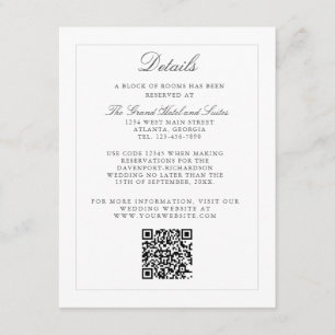 Classic Simple Elegance Wedding Info - Details Begleitkarte