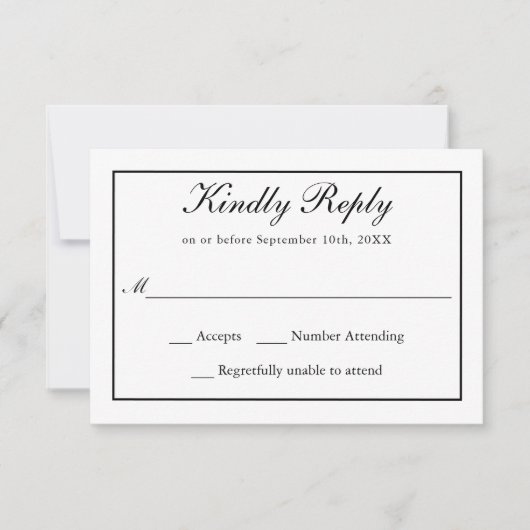 Classic Simple Elegance Wedding RSVP Karte (Vorderseite)