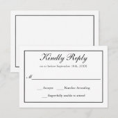 Classic Simple Elegance Wedding RSVP Karte (Vorne/Hinten)
