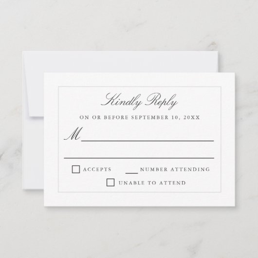 Classic Simple Elegance Wedding RSVP Karte (Vorderseite)