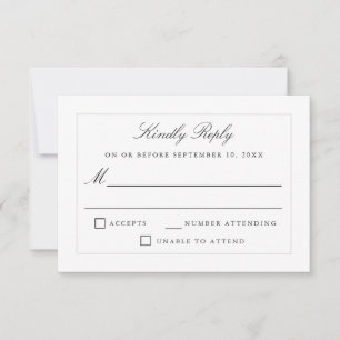 Classic Simple Elegance Wedding RSVP Karte
