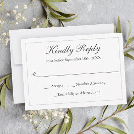 Classic Simple Elegance Wedding RSVP Karte