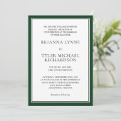 Classic Simple Eleganforest Green Edging Wedding Einladung (Stehend Vorderseite)