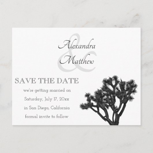 Classic Simple Elegant B&W Joshua Silhouette Ankündigungspostkarte (Vorderseite)