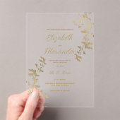 Classic simple elegant gold floral Wedding Acryleinladungen (Insitu (Handheld))