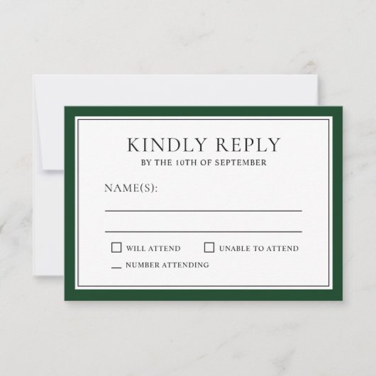 Classic Simple Elegant UAWG Forest Green Edging RSVP Karte (Vorderseite)