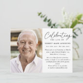 Classic Simple Foto Celebration of Life Memorial Einladung (Stehend Vorderseite)
