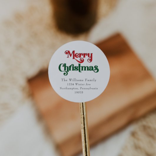 Classic Simple Frohe Weihnachts-Umschlag Aufkleber
