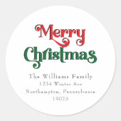 Classic Simple Frohe Weihnachts-Umschlag Aufkleber (Vorderseite)