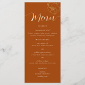 Classic Simple Gold Peony Rust Brown Hochzeit im H Menükarte (Vorderseite)