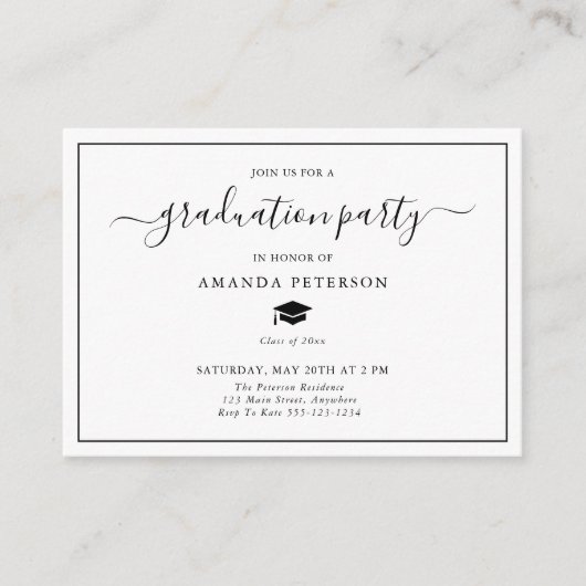 Classic Simple Graduation Party Invitation Insert (Vorderseite)