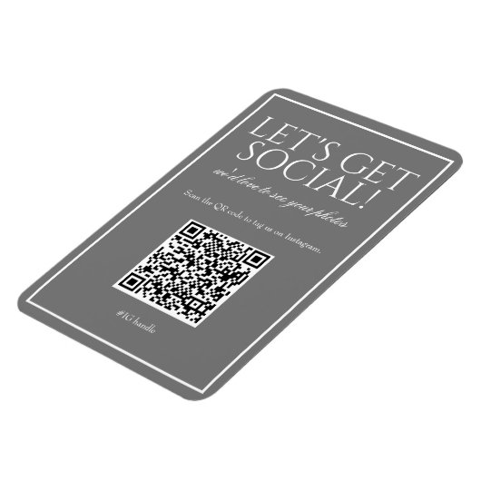 Classic Simple Gray QR Code Social Media Magnet (Linke Seite)
