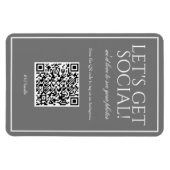Classic Simple Gray QR Code Social Media Magnet (Horizontal)
