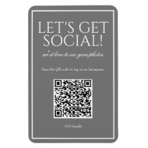 Classic Simple Gray QR Code Social Media Magnet