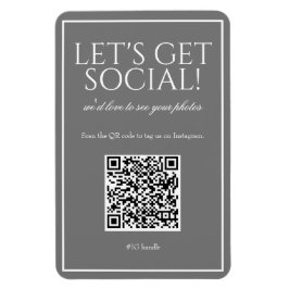 Classic Simple Gray QR Code Social Media Magnet