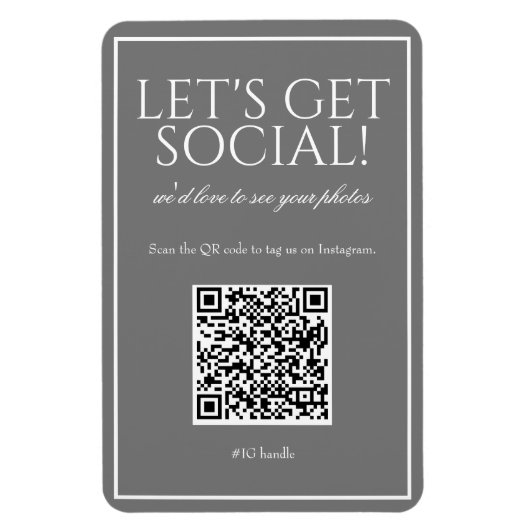 Classic Simple Gray QR Code Social Media Magnet (Vertikal)