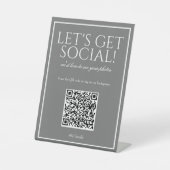 Classic Simple Gray QR Code Social Media Sign Sockelschild (Vorderseite)