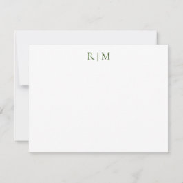 Classic Simple Green Two Monogram Note Card Mitteilungskarte