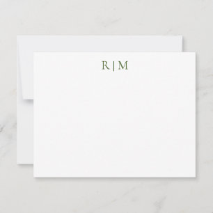 Classic Simple Green Two Monogram Note Card Mitteilungskarte