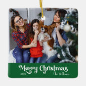 Classic Simple Merry Christmas Green Keramikornament (Vorderseite)