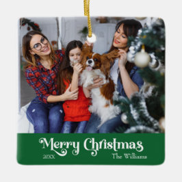 Classic Simple Merry Christmas Green Keramikornament