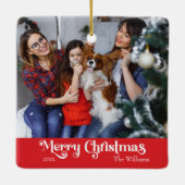 Classic Simple Merry Christmas Red Keramikornament (Rückseite)