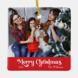 Classic Simple Merry Christmas Red Keramikornament