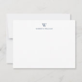 Classic Simple Midnight Blue Monogram Mitteilungskarte (Vorderseite)
