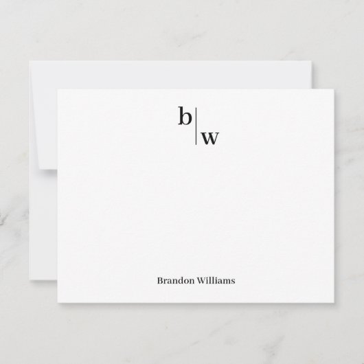 Classic Simple Modern 2 Monogram, erstes Geschäft Mitteilungskarte (Vorderseite)