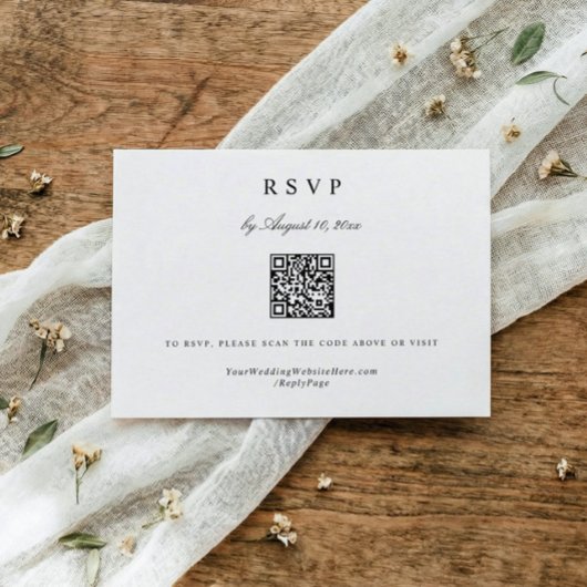Classic Simple Modern Elegant Wedding QR Code RSVP Karte