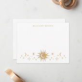 Classic Simple Modern Gold Moon Stars Mitteilungskarte (Vorderseite/Rückseite Beispiel)