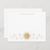 Classic Simple Modern Gold Moon Stars Mitteilungskarte (Vorne/Hinten)