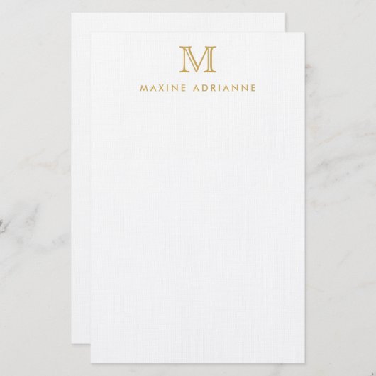 Classic Simple Modern Imitats Gold Monogram Initia Briefpapier (Vorne/Hinten)
