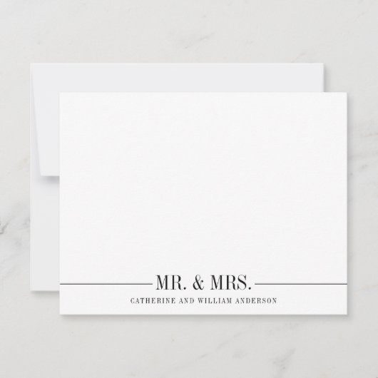Classic Simple Mr. und Mrs Formal Couple Stationer Mitteilungskarte (Vorderseite)