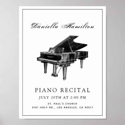 Classic Simple Piano Weißes Rezept Poster (Vorne)
