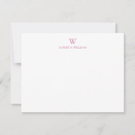 Classic Simple Pink Monogram Note Card Mitteilungskarte