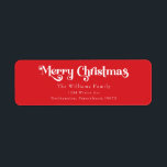 Classic Simple Red Merry Christmas Rücksendeadress<br><div class="desc">Feiern Sie die Saison mit diesem einzigartigen, klassischen Red Merry Weihnachtsaufenthalt-Label mit einer Touch Vintagen Charmes. Das minimalistische Design zeigt eine elegante rote Farbpalette, die den gemütlichen Geist des Winters widerspiegelt. Seine moderne und lustige Anziehungskraft, gepaart mit der traditionellen Formulierung, schafft ein perfektes Gleichgewicht zwischen Kühnheit und Klasse. Die niedliche...</div>