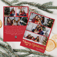Classic Simple Red Six Foto Merry Christmas Gold
